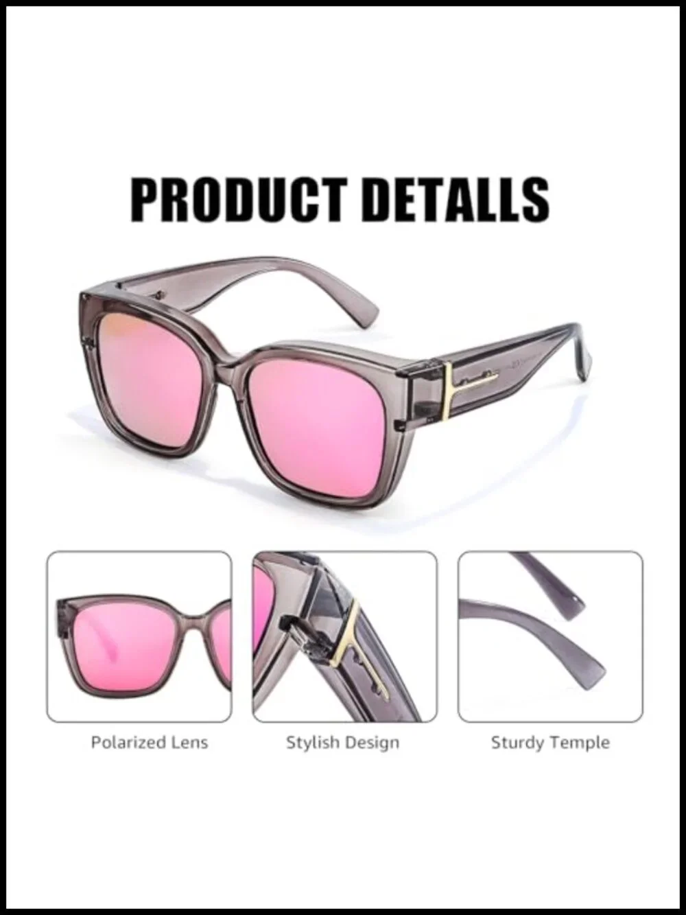 Polarized Fit Over Sunglasses Oversized Square UV Protection